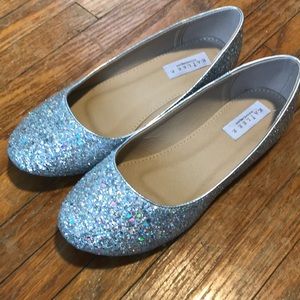 sparkly silver flats